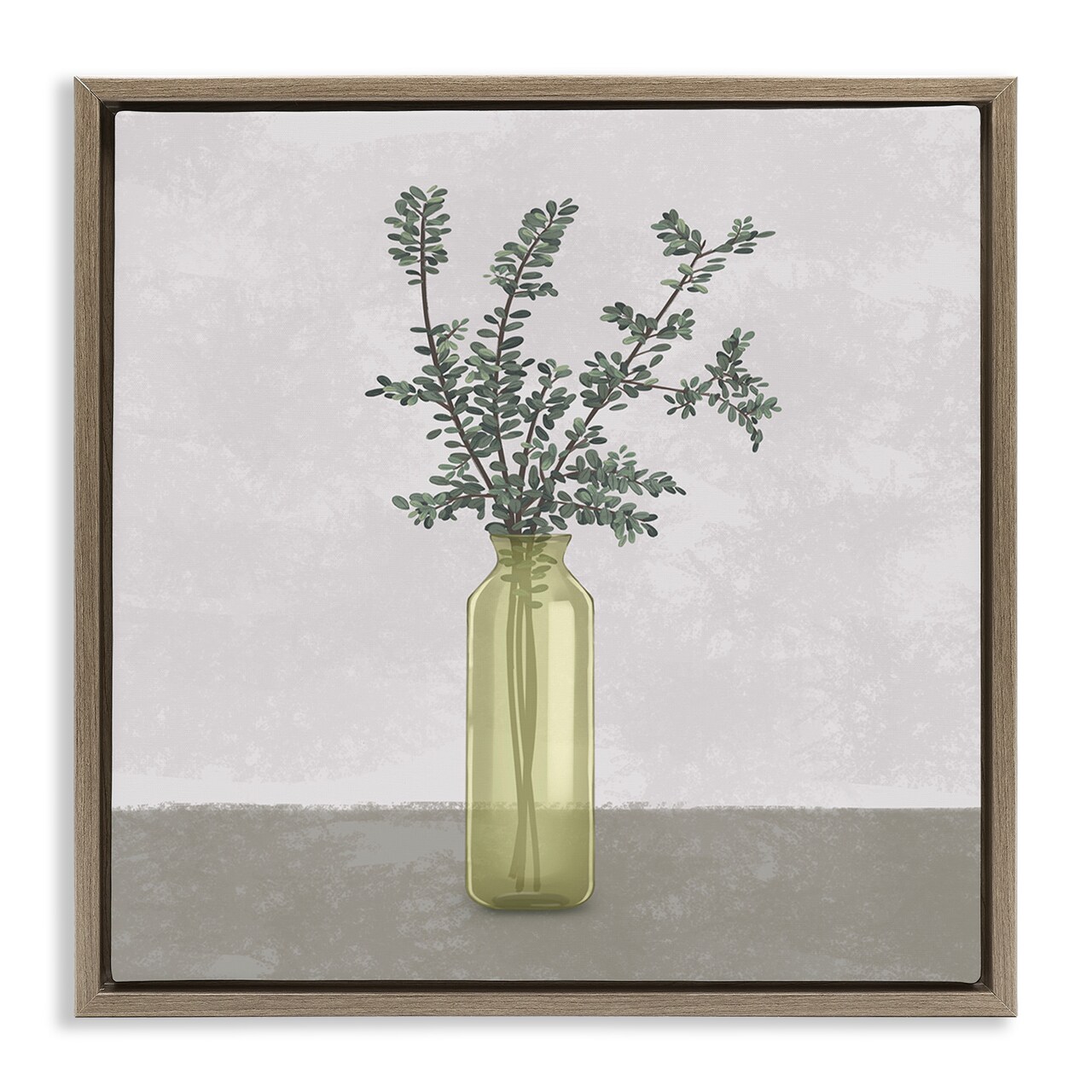 Stupell Industries Plant in Vase Neutral Grey Design Framed Floater Canvas Wall Art